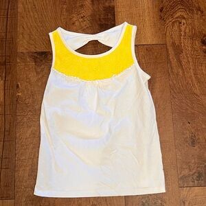 NWOT Kate spade girls eyelet bow tank yellow white Sz 140/10 100% cotton